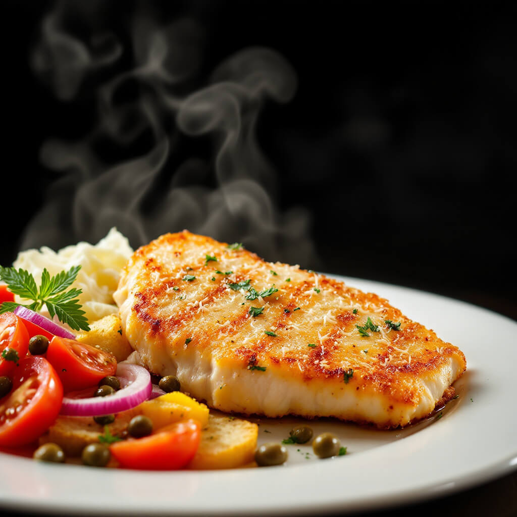 Puten-Piccata mit Tomatensalat