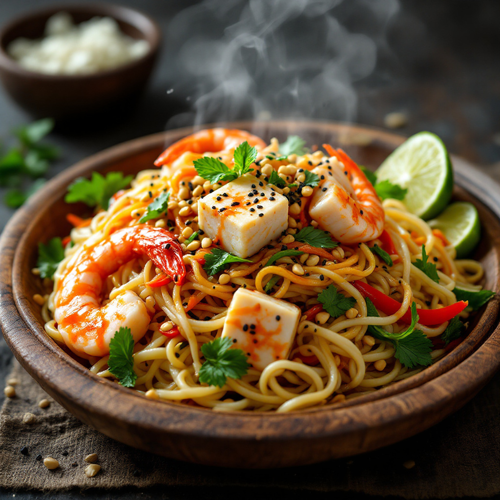 Thai Rice Noodle Salad with Shrimp and Tofu