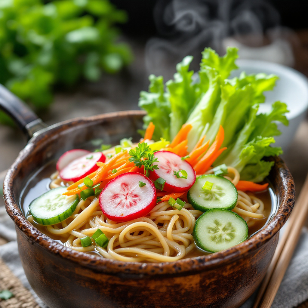 Sesame-Glazed Salmon and White Fish with Miso Noodles and Crunchy Vegetable Salad
