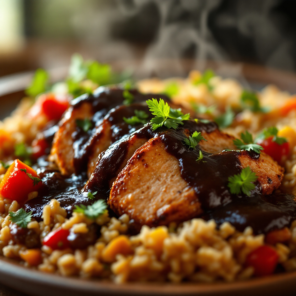 Мексиканская курица Mexican Chicken with Mole Sauce and Rice