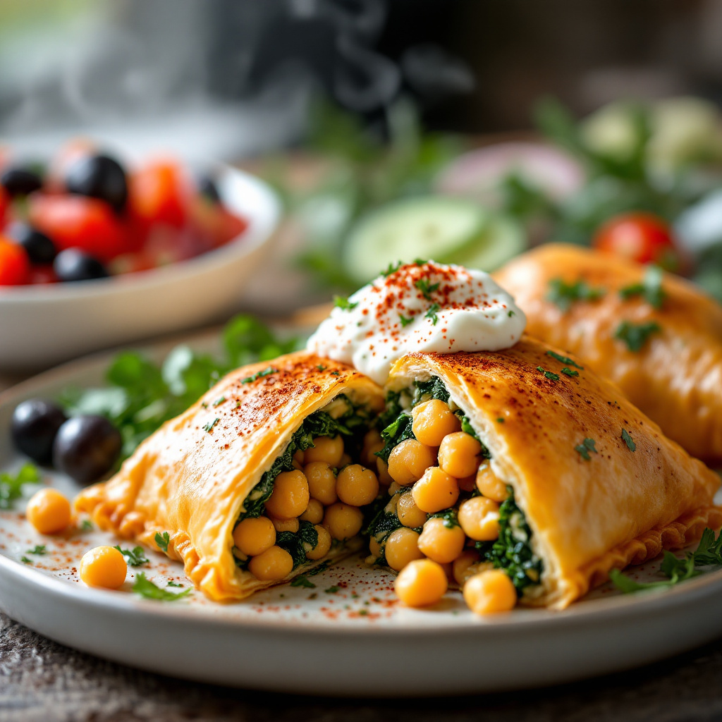Греческий салат Greek Salad with Crispy Chickpea and Feta Phyllo Parcels