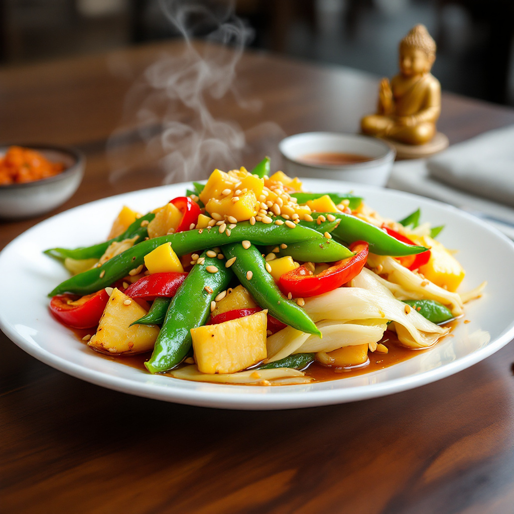 Азиатская сковорода Asian Stir-Fry Vegetables with Pineapple and Baby Corn