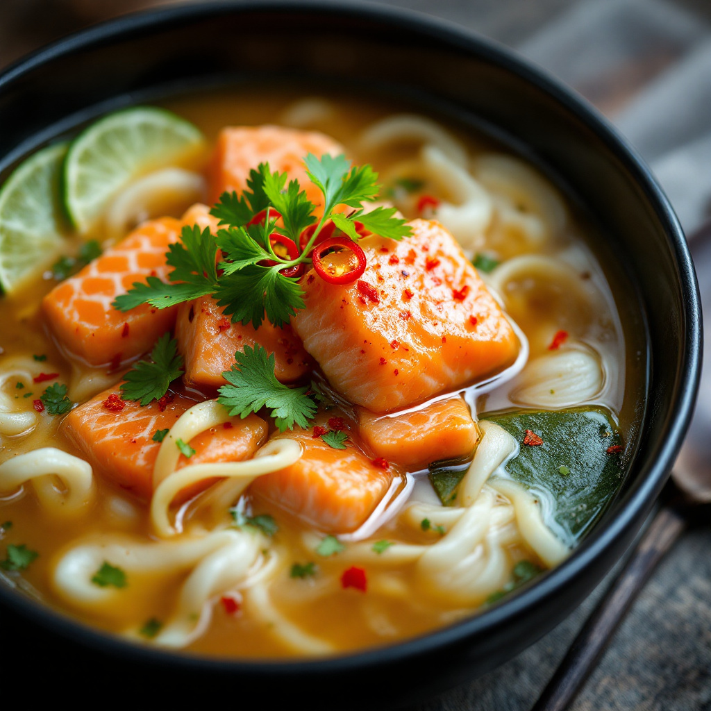 Японский суп с лососем Japanese Salmon Soup with Miso and Dashi