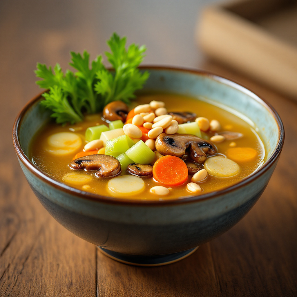 Celery and Mushroom Soup with Light Miso Broth