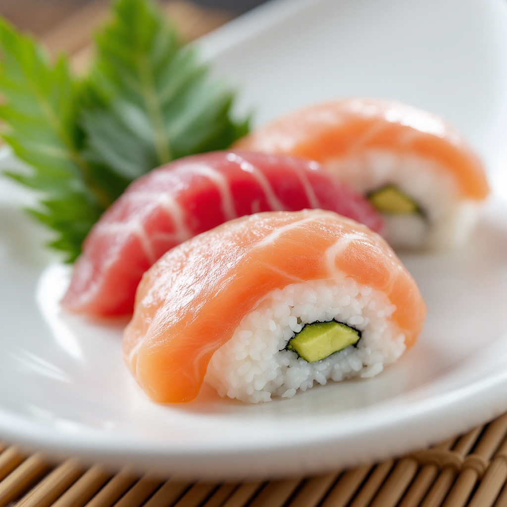 Nigiri Sushi with Fish and Shrimp