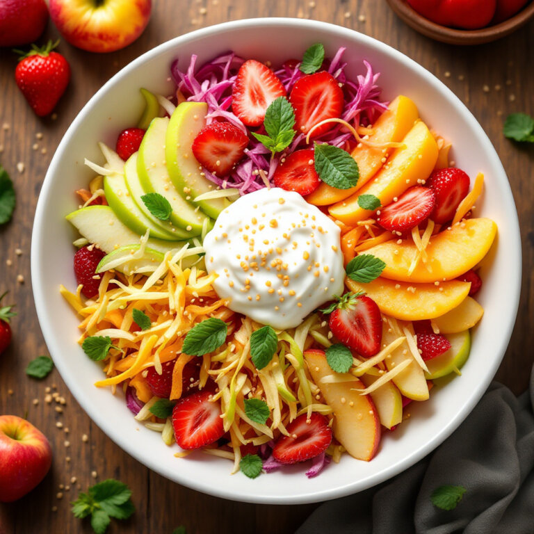 Фруктовый салат с медом и кунжутом