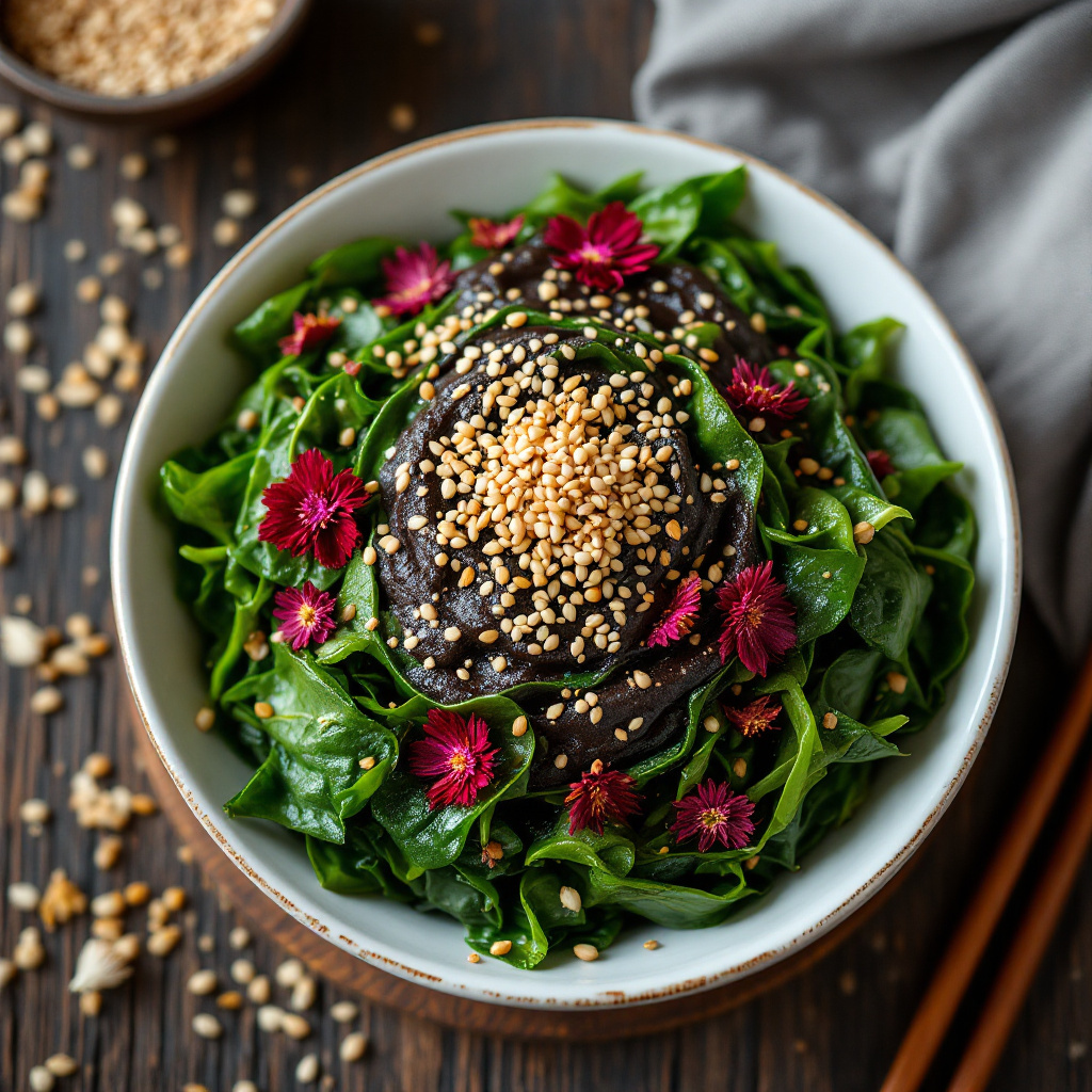 Шпинат с кунжутной пастой и мисо — японская закуска 1 Шпинат с кунжутной пастой и мисо