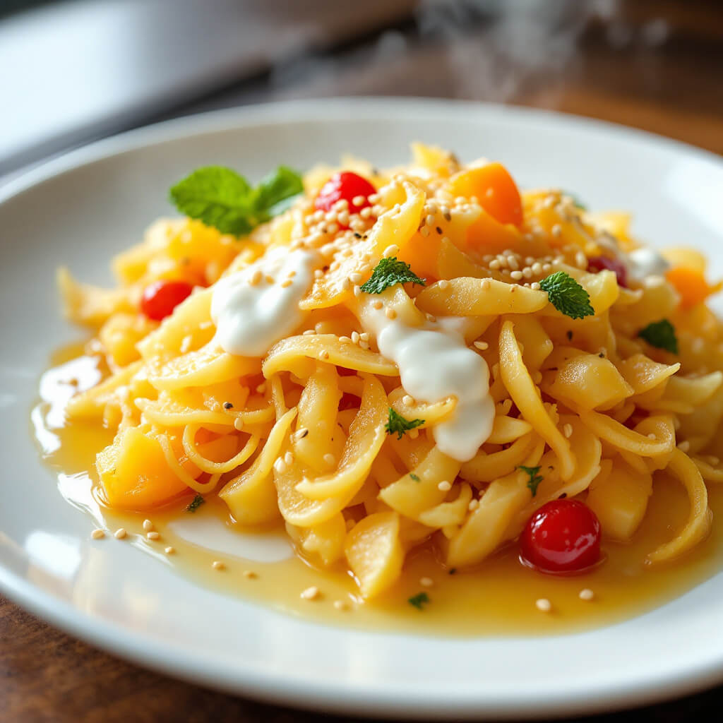 Фруктовый салат с медом и кунжутом