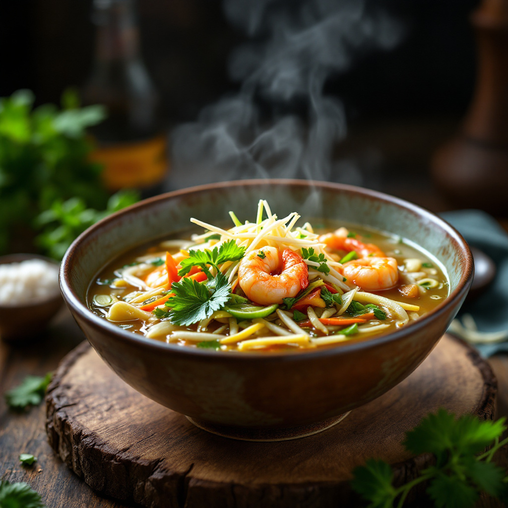 Индонезийский овощной суп Indonesian Vegetable Soup with Shrimp and Bean Sprouts