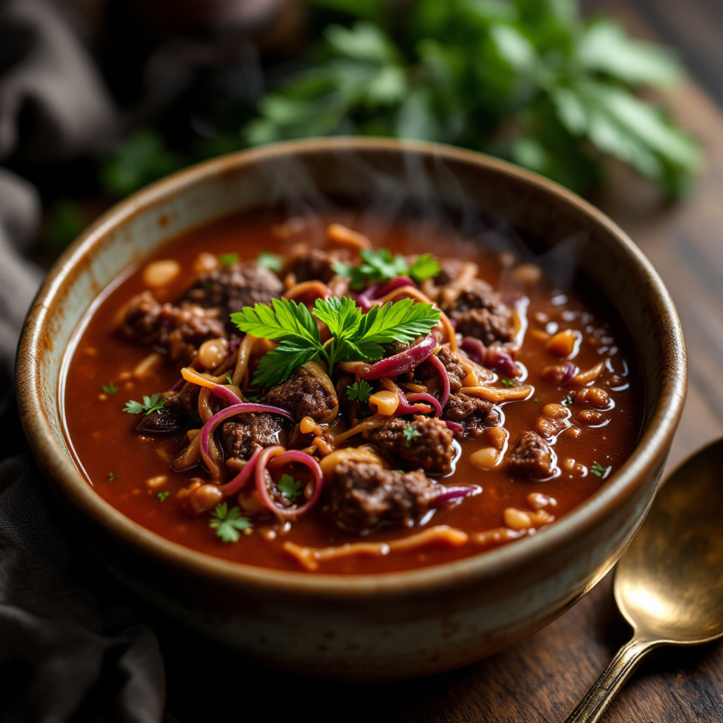 Red Cabbage Soup with Beef