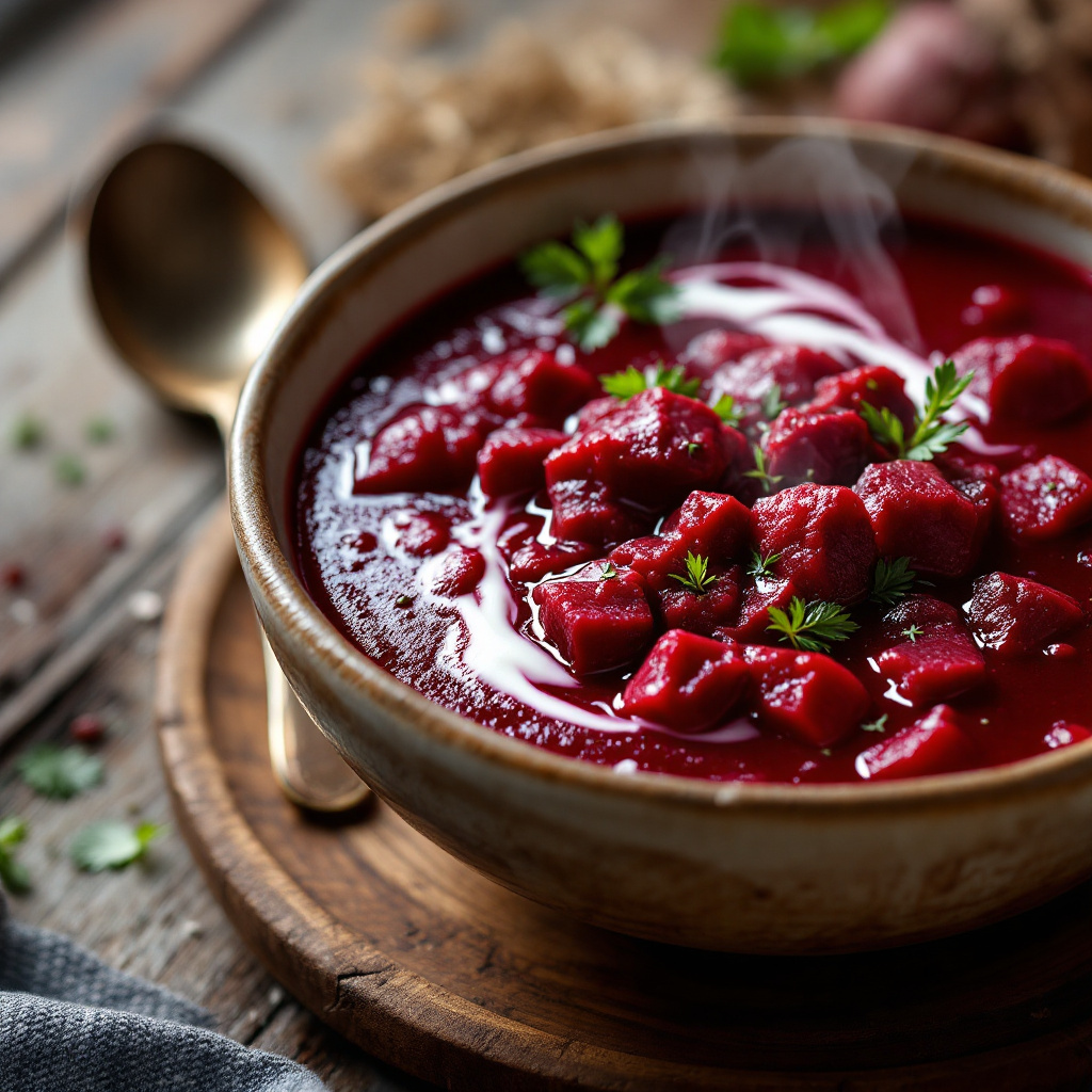 Борщ со свёклой Beetroot Borscht with Beef