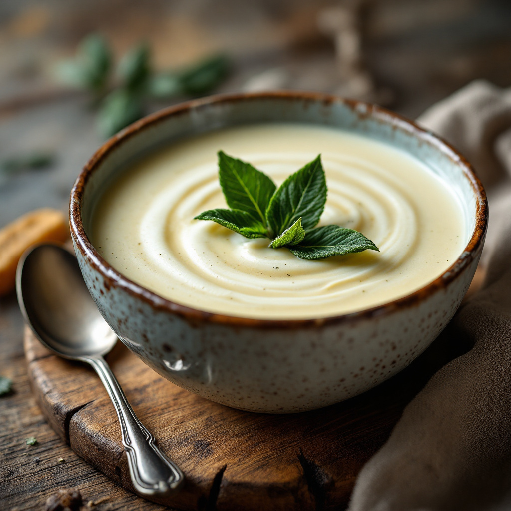 Sage soup with fried sage leaves