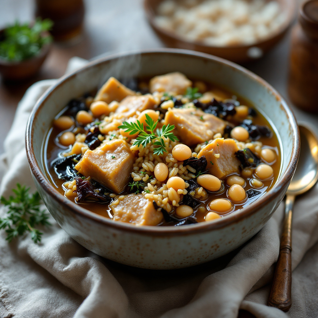 Italian tripe soup with white beans and savoy cabbage