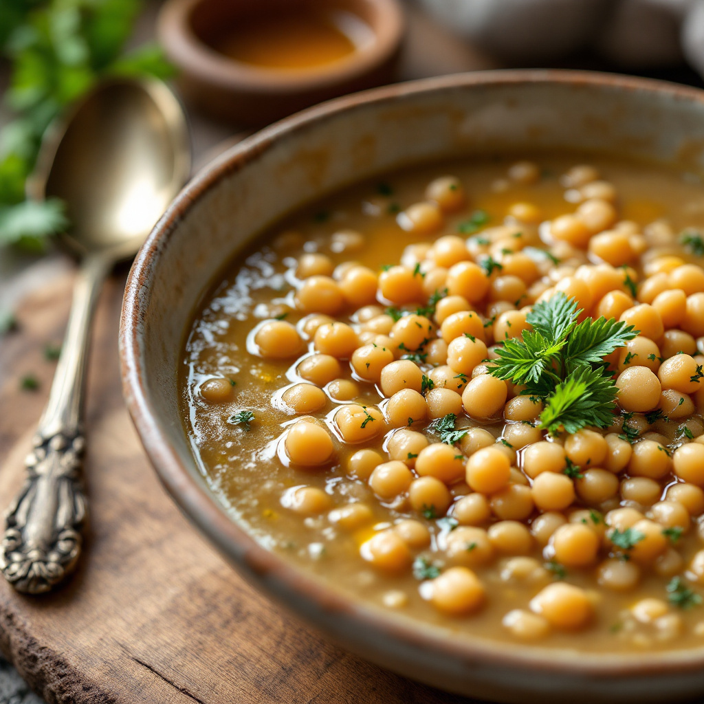 Buckwheat soup with chickpeas and white beans