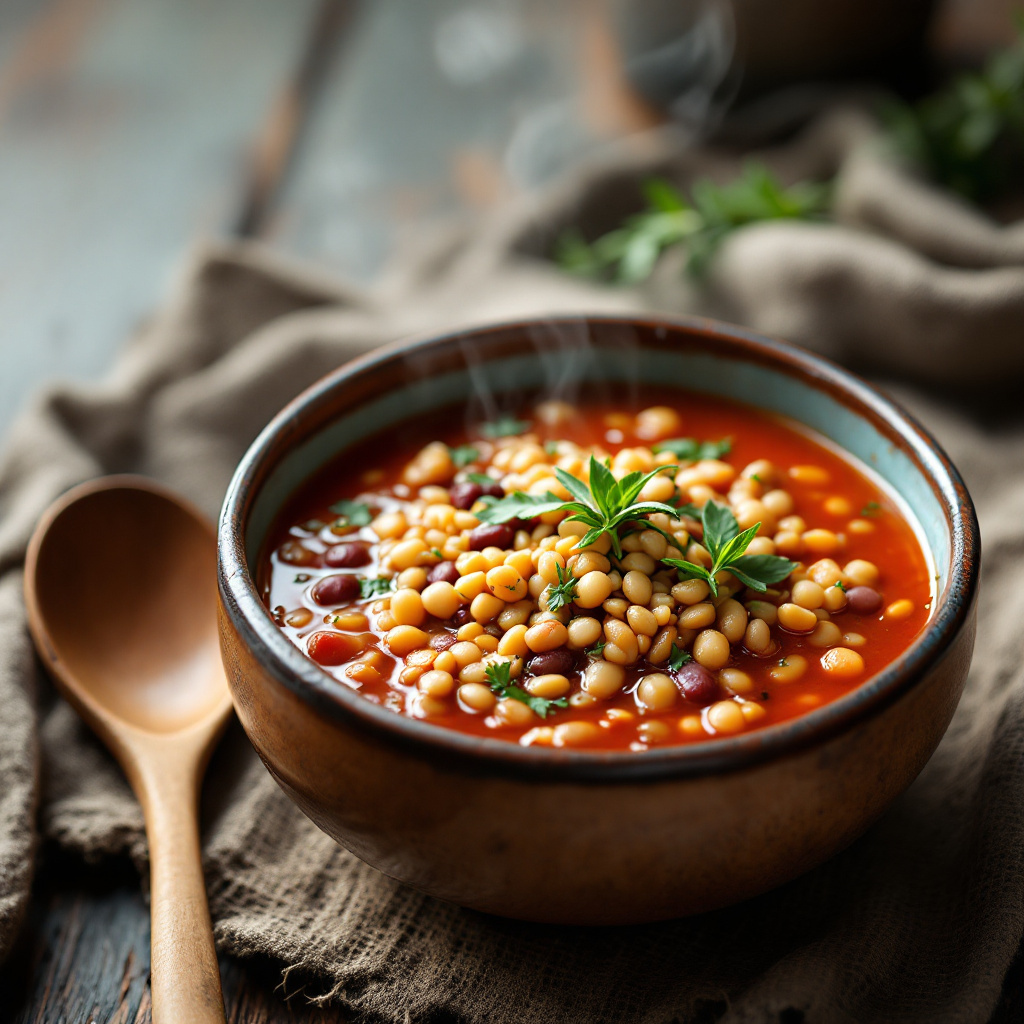 Суп из злаков и бобовых с майораном Multi-grain and legume soup with marjoram