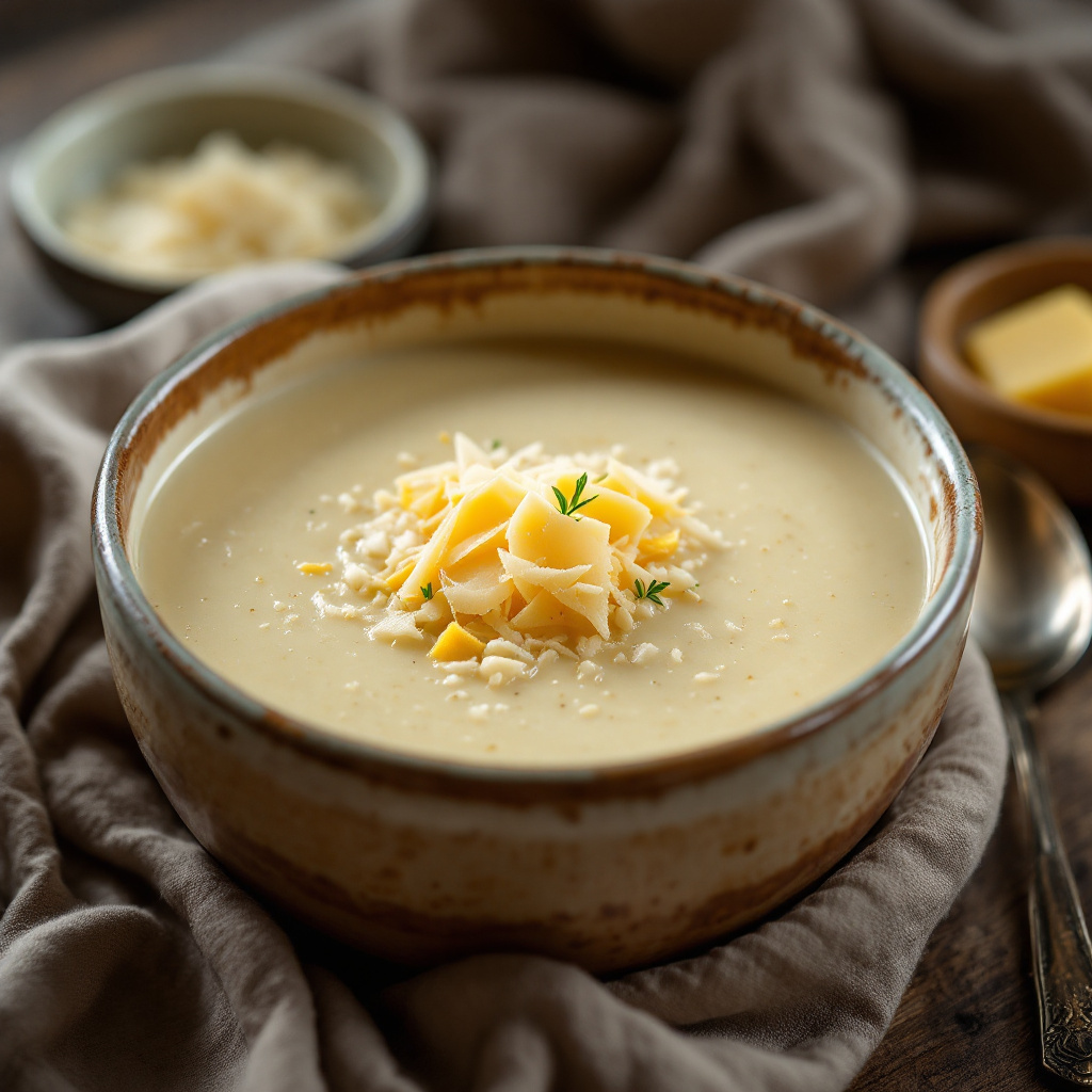 Rice Flour Soup with Parmesan and Egg Yolks