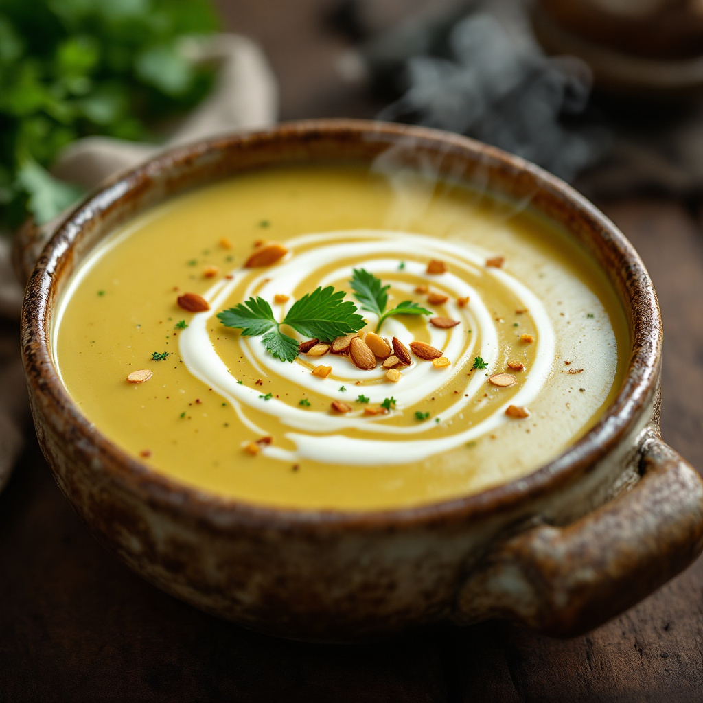 Крем-суп из кольраби Kohlrabi Cream Soup with Almonds