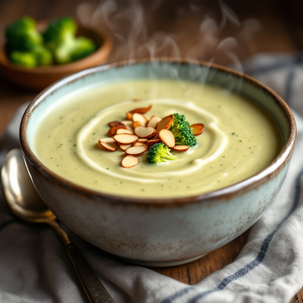 Крем-суп из брокколи со сливками Creamy Broccoli Soup with Toasted Almonds