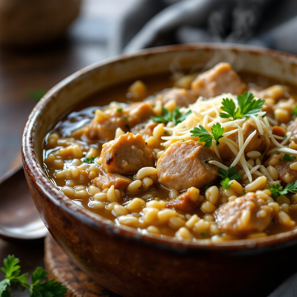 Chicken Liver Soup with Rice and Parmesan