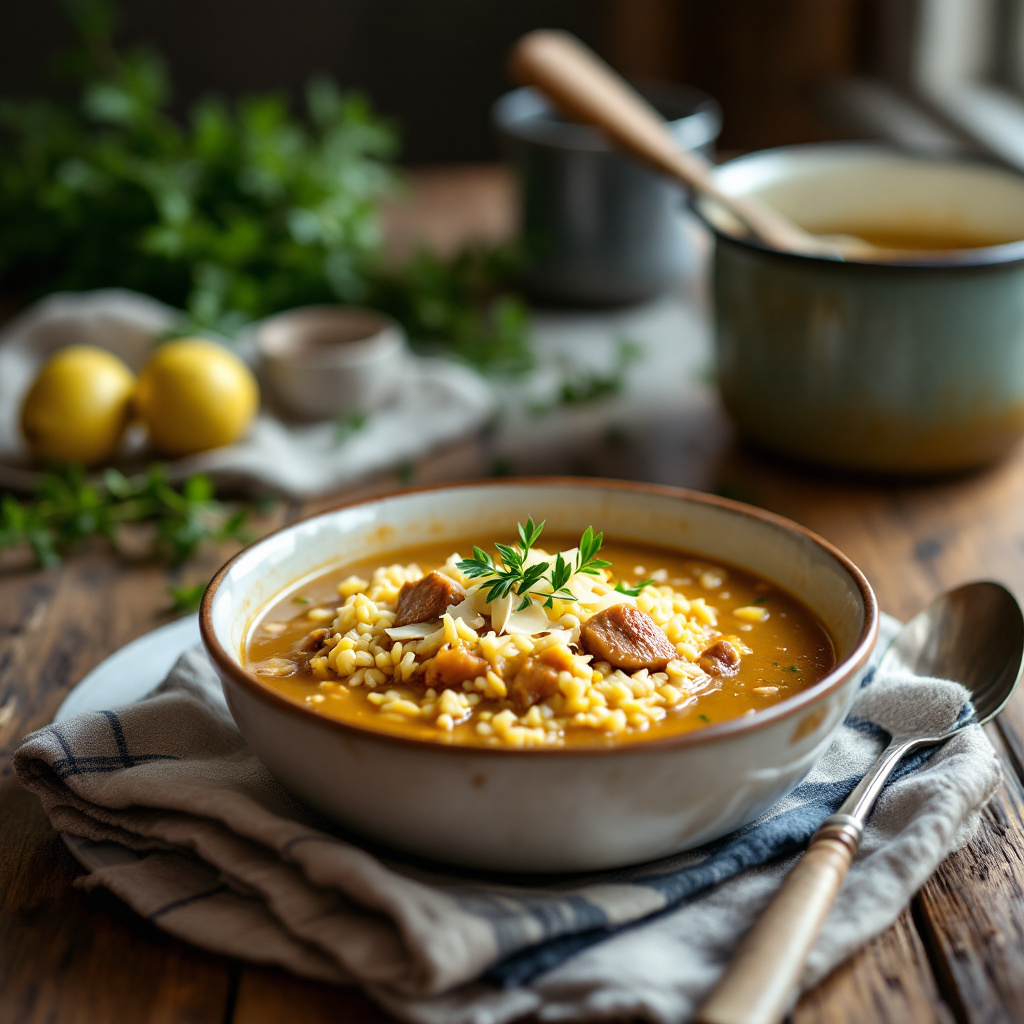 Суп с куриной печенью и рисом